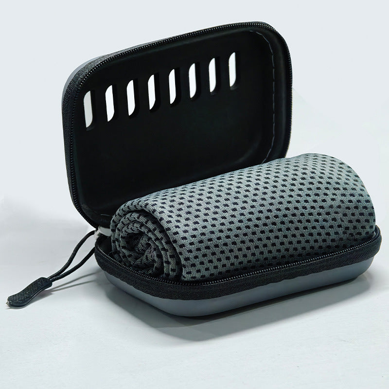 HydraCore CryoTowel in EVA carry case product hero – Lifebloomers