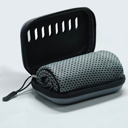 HydraCore CryoTowel in EVA carry case product hero – Lifebloomers