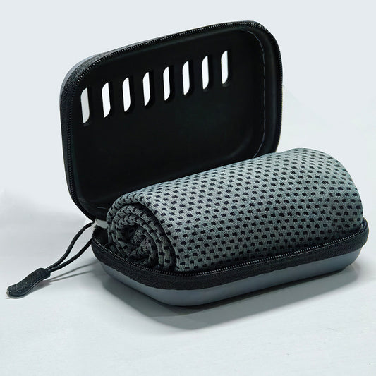 HydraCore CryoTowel in EVA carry case product hero – Lifebloomers